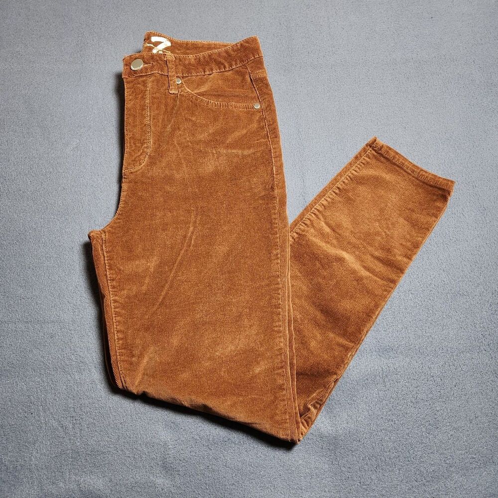 Seven7 Corduroy Pants Women 12 Brown Ultra High Rise Skinny Logo